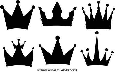 A set of Crown Silhouette icon Crown symbol collection. Vector illustration