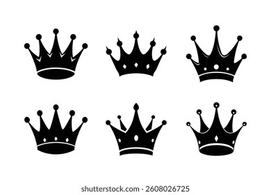 set of crown silhouette vector