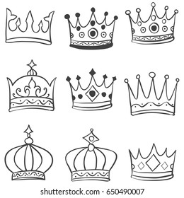 Set of crown various hand draw