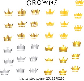 Conjunto de ilustração do vetor da coroa. Bom para banner, cartaz, cartão comemorativo, cartão de festa, convite, modelo, publicidade, folhetos, folhetos e benners de anúncios e mídias sociais