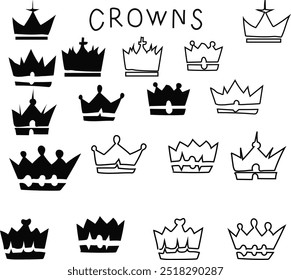 Set of crown vector illustration. Good for banner, poster, greeting card, party card, invitation, template, advertising, brochures, flyers, ad benners and social media