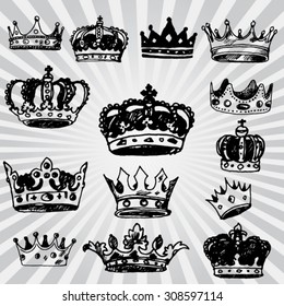 Set of Crowns Hand Drawn