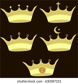 set of crowns icon style
