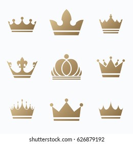 Set of crowns icon. Vector illustration EPS 10, isolated on white background
