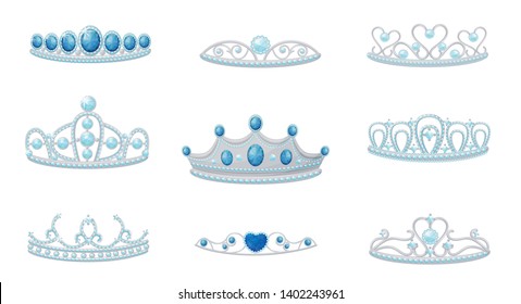 Set crowns image. Vector illustration on white background.