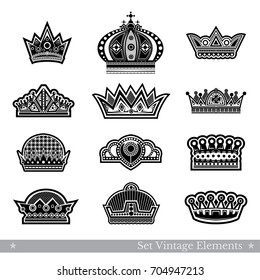 Set of crowns isolated on white