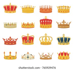 Set of crowns isolated on white background svg