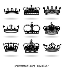 Set of Crowns isolated on white background