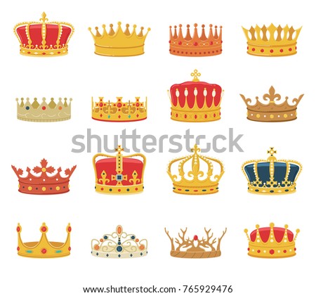 Set of crowns isolated on white background