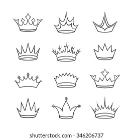 Set of crowns (line icons)