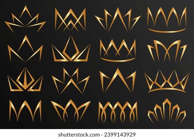 Set of crowns logo design . Beautiful elegant tiaras for queen and king. Vector illustration .