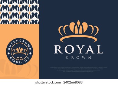 Set of crowns logo design . Beautiful elegant tiaras for queen and king .  Vector illustration