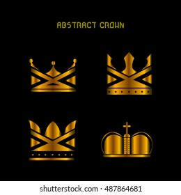 Set of crowns on a black background, Vector illustration