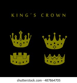 Set of crowns on a black background, Vector illustration