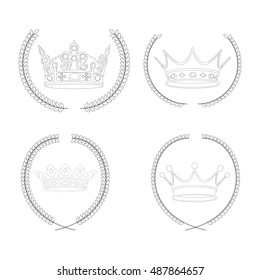 Set of crowns on a white background, Vector illustration