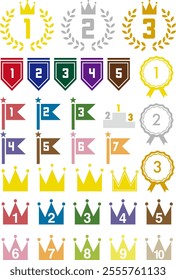 A set of crowns and ranking motif illustrations used for rankings are set.