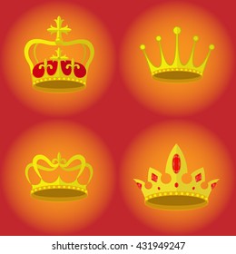 Set of crowns, royalty vector icons