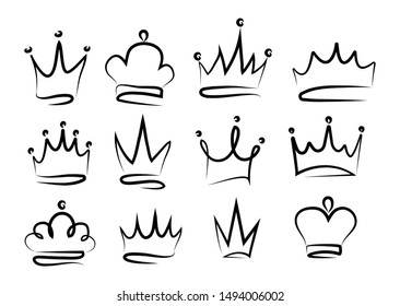 Set of crowns. Sketches of the crown. Logo for prints.