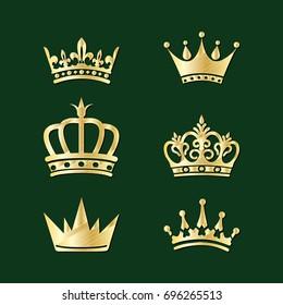 Set of crowns. Vector elements of embroidery. For design and decoration.
