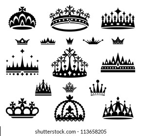 set of crowns vector illustration