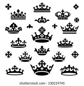 set of crowns vector illustration