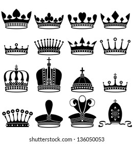 set of crowns, vector illustration