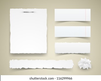 Set of crumpled old paper. Vector part of set.