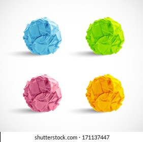 set of crumpled paper balls