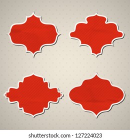 A set of Crumpled paper frames. Vector illustration.