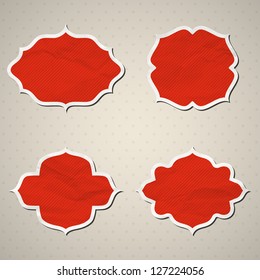 A set of Crumpled paper frames. Vector illustration.
