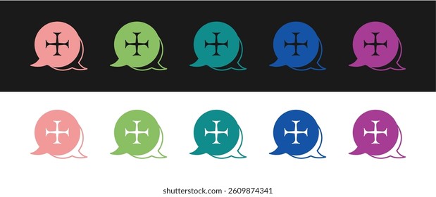 Set Crusade icon isolated on black and white background.  Vector