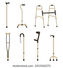 A set of crutches for the elderly and sick. Vector illustration.