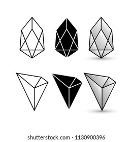 Set of crypto coin icon EOS (EOS), TRON (TRX). Name of the crypto currency and the short trade name on the exchange. Digital currency. Vector illustration. Isolated on white background