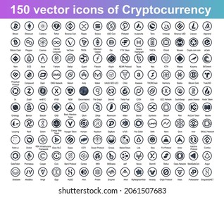 Juego de monedas de logotipo de moneda cripto.