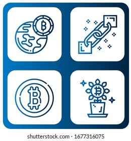 Conjunto de iconos criptográficos. Tales como Bitcoin, Blockchain , iconos criptográficos