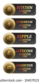 Set of cryptocurrencies label or stickers. 