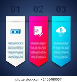 Set Cryptocurrency bitcoin, Proof of stake and cloud mining. Business infographic template. Vector