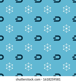 Set Cryptocurrency coin Dash and Blockchain technology on seamless pattern. Vector