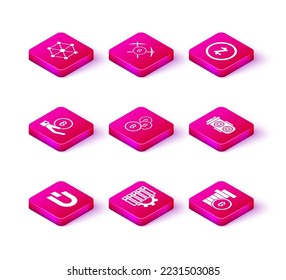 Set Cryptocurrency coin Dash, Server and gear, Hand holding Bitcoin, Mining farm, Zcash ZEC and Crossed pickaxe icon. Vector