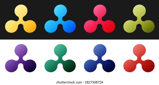 Set Cryptocurrency coin Ripple XRP icon isolated on black and white background. Digital currency. Altcoin symbol. Blockchain based secure crypto currency. Vector.