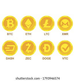 Set Cryptocurrency Coin Symbols Icons Signs Stock Vector (Royalty Free ...