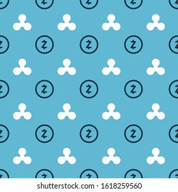 Set Cryptocurrency coin Zcash ZEC and Cryptocurrency coin Ripple XRP on seamless pattern. Vector