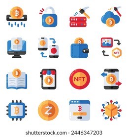 Set of Cryptocurrency Flat Icons

