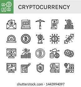Set of cryptocurrency icons such as Bitcoin, Fintech, Pickaxe, Token, Cryptocurrency, Blockchain, Tokens, Ledger , cryptocurrency