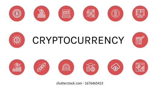 Set of cryptocurrency icons. Such as Bitcoin, Fintech, Blockchain, Token, Cryptocurrency, Ledger , cryptocurrency icons