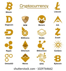 Set of Cryptocurrency icons ,Vector illustration