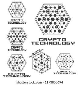 Set of cryptocurrency logo  template. Blockchain concept emblem.
