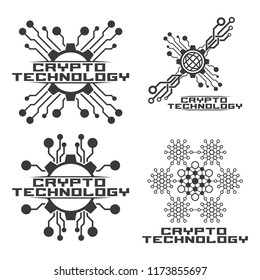 Set of cryptocurrency logo  template. Blockchain concept emblem.