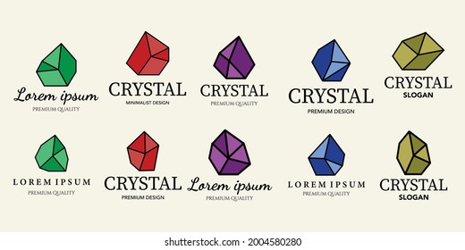 set crystal or diamond vintage logo minimalist simple vector icon illustration design