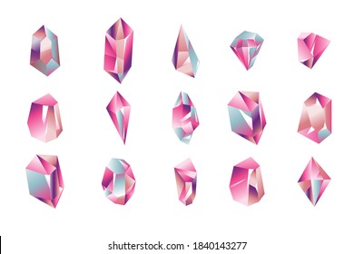 Set of Crystal Gemstones Collection Vector Illustration
